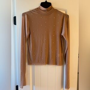 Nude sheer sequined top